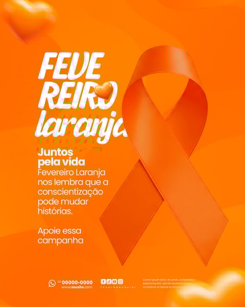 FEVEREIRO LARANJA MÊS DE CONSCIENTIZAÇÃO E COMBATE À LEUCEMIA SOCIAL MEDIA PSD EDITÁVEL 3