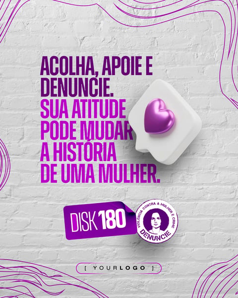 Post Conscientização AGOSTO LILÁS APOIE E DENUNCIE PSD EDITÁVEL