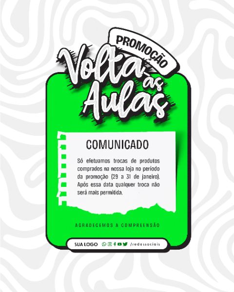 SOCIAL MEDIA - VOLTA AS AULAS PAPELARIA - COMUNICADO