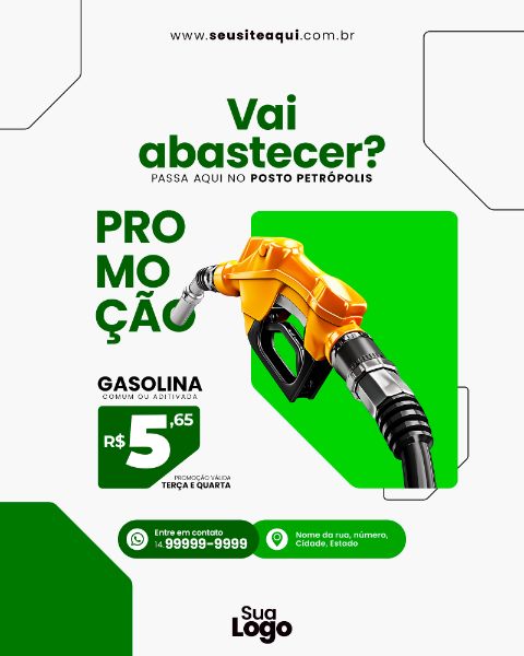 FEED VERTICAL - POSTO DE COMBUSTÍVEL, GASOLINA - SOCIAL MEDIA | PSD EDITÁVEL