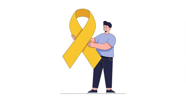 IMAGEM HOMEM SEGURANDO SELO DO SETEMBRO AMARELO EM ILUSTRAÇÃO