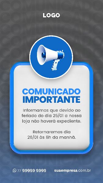 SOCIAL MEDIA PARA AVISOS E COMUNICADOS - AZUL