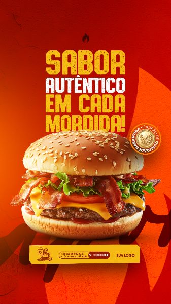 STORY - HAMBURGUERIA - SABOR AUTÊNTICO EM CADA MORDIDA