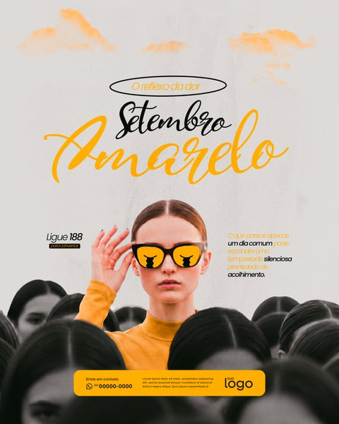 SETEMBRO AMARELO O REFLEXO DA DOR SOCIAL MEDIA PSD EDITÁVEL