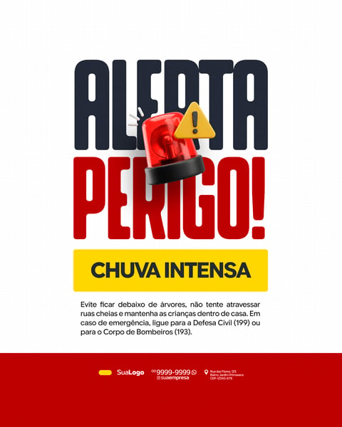 ALERTA DE CHUVAS FORTES E INTENSA INFORMATIVO SOCIAL MEDIA PSD EDITÁVEL 5