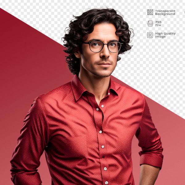 HOMEM COM CAMISA VERMELHA