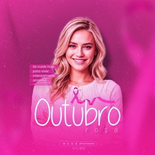 OUTUBRO ROSA MÊS DE CONSCIENTIZAÇÃO SOBRE O CÂNCER DE MAMA SOCIAL MEDIA FLYER PSD EDITÁVEL