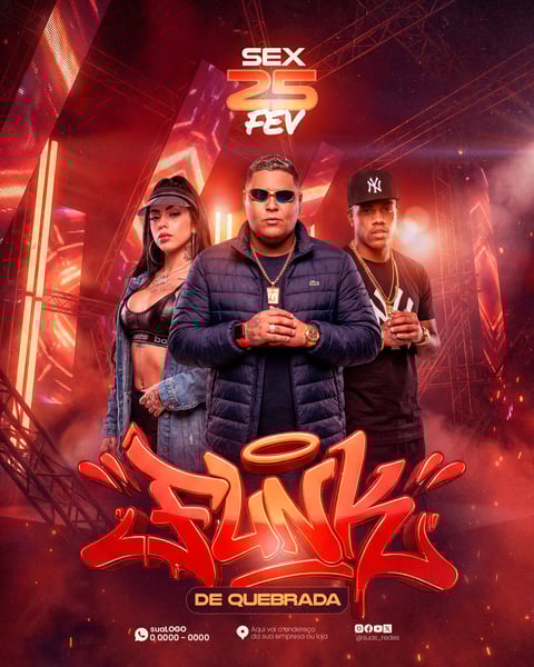 Funk de Quebrada Sex 25 Fev Evento Musical PSD Editável