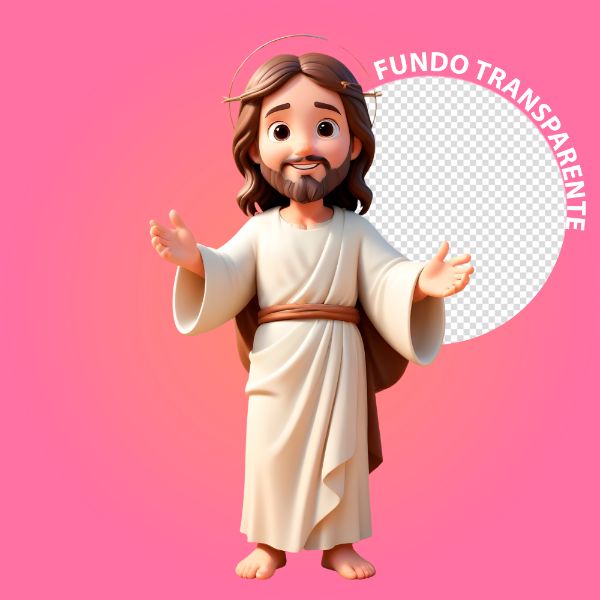 PERSONAGEM 3D DE JESUS CRISTO COM FUNDO TRANSPARENTE
