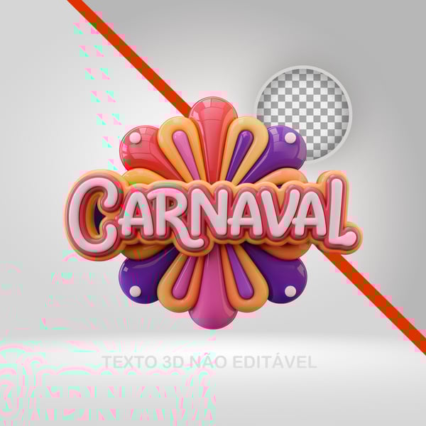 SELO 3D CARNAVAL, TEXTO 3D, LOGOTIPO PARA BLOCO, FOLIA, FLYERS 06 PNG TRANSPARENTE