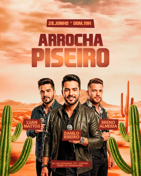 FLYER PARA EVENTO DE SHOWS ARROCHA PISEIRO FEED 240