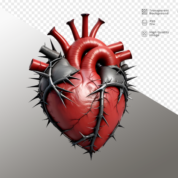 CORAÇÃO COM ESPINHOS  ELEMENTO 3D PARA COMPOSIÇÃO - HEART
