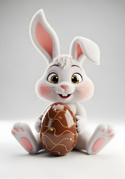 COELHINHO DA PÁSCOA BRANCO SEGURANDO UM OVO DE CHOCOLATE 05