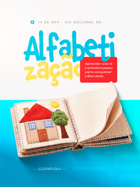 DIA NACIONAL DA ALFABETIZAÇÃO SOCIAL MEDIA FLYER PSD EDITÁVEL