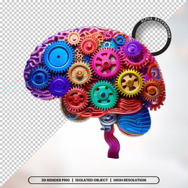 3D RENDER CÉREBRO NEUROCIÊNCIA ELEMENTO ÍCONE PSD PNG