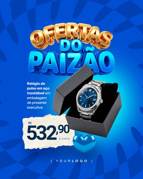 Post de Ofertas do Dia dos Pais com Relógio Masculino PSD Editável