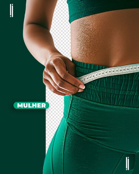 MULHER COM FITA MÉTRICA | DIETA E NUTRIÇÃO | IMAGEM SEM FUNDO | PSD EDITÁVEL