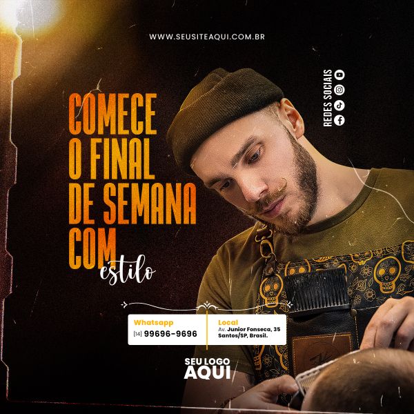 BARBEARIA, BARBEIRO, CABELELEIRO - SOCIAL MEDIA - PSD EDITÁVEL
