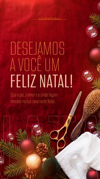 FELIZ NATAL TESOURA PENTE SALÃO SOCIAL MEDIA FLYER PSD EDITÁVEL STORY