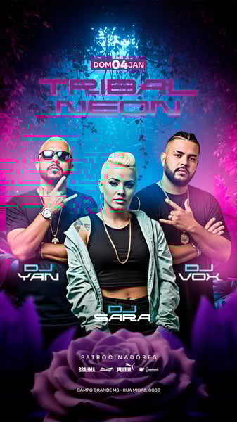 FLYER EVENTO SHOW TRIBAL NEON PSD STORY 36