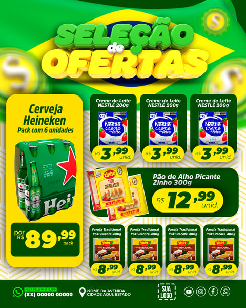 Post Instagram Seleção de Ofertas Supermercado PSD Editável