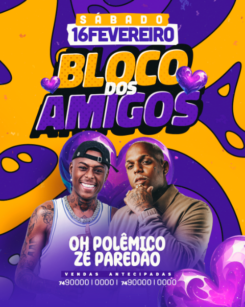 FLYER EVENTO BLOQUINHO DOS AMIGOS FEED PSD EDITÁVEL