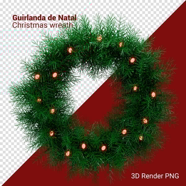 BGG GUIRLANDA DE NATAL 3D RENDER PNG PARA COMPOSIÇÃO (36)