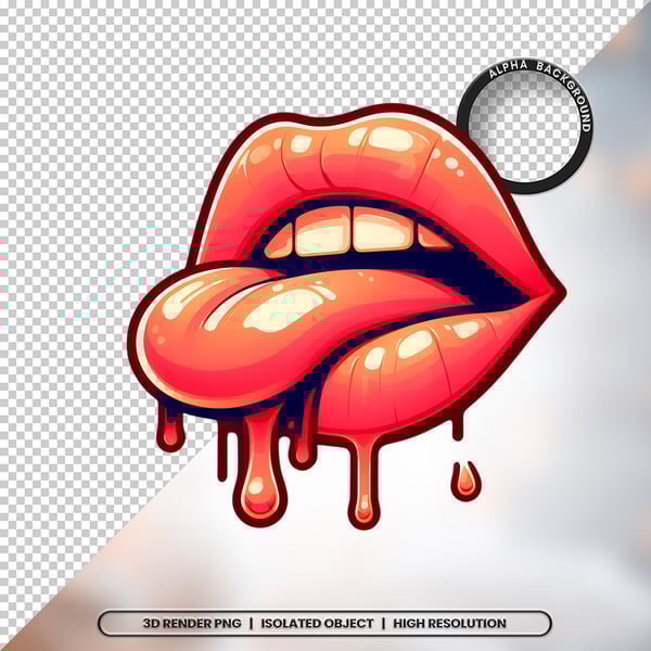 3D RENDER BOCA LÍNGUA LEITE ELEMENTO ÍCONE PSD PNG