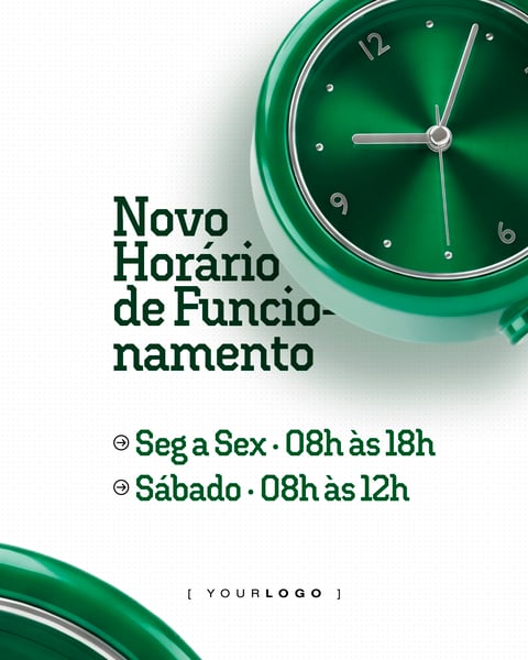 HORÁRIO DE FUNCIONAMENTO ATENDIMENTO COMERCIAL INFORMAÇÃO VERDE SOCIAL MEDIA PSD EDITÁVEL