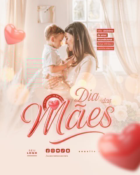DIA DAS MÃES PARABÉNS PELO SEU DIA SOCIAL MEDIA FEED EDITÁVEL