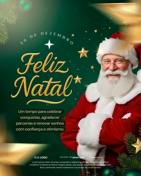 Papai Noel Feliz Celebra O Natal, Alegria E Festas Otimistas Social Media PSD Editável