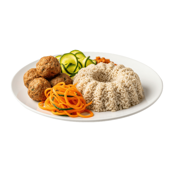 PRATO FITNESS COM ARROZ INTEGRAL ALMÔNDEGAS E LEGUMES FRESCOS 2