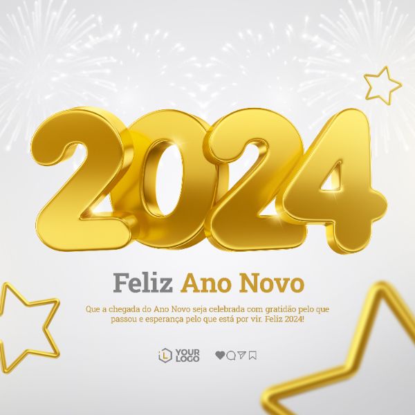 Feliz Ano Novo 2024 Template Social Media