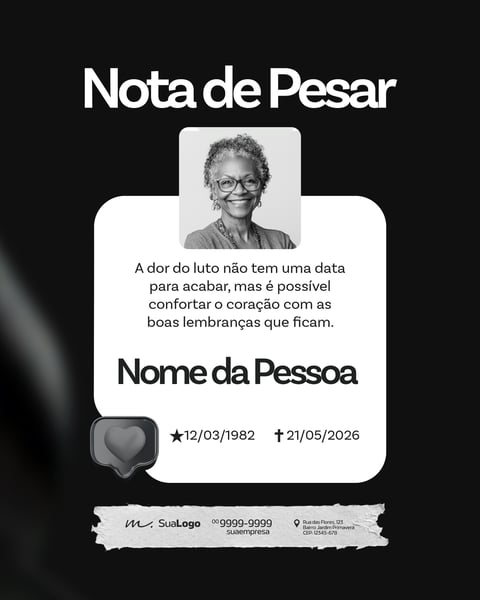 COMUNICADO NOTA DE PESAR SOCIAL MEDIA PSD EDITÁVEL