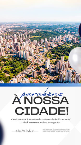 ANIVERSÁRIO DA CIDADE VISTA AÉREA SOCIAL MEDIA FLYER PSD EDITÁVEL STORY