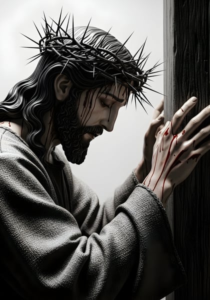 JESUS CRISTO COM A COROA DE ESPINHO E A CRUZ DE MADEIRA 10