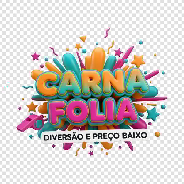 SELO 3D CARNAVAL FOLIA DIVERSÃO E PREÇO BAIXO 05
