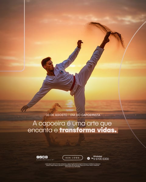 03 DE AGOSTO DIA DO CAPOEIRISTA CAPOEIRA FLYER SOCIAL MEDIA PSD EDITÁVEL