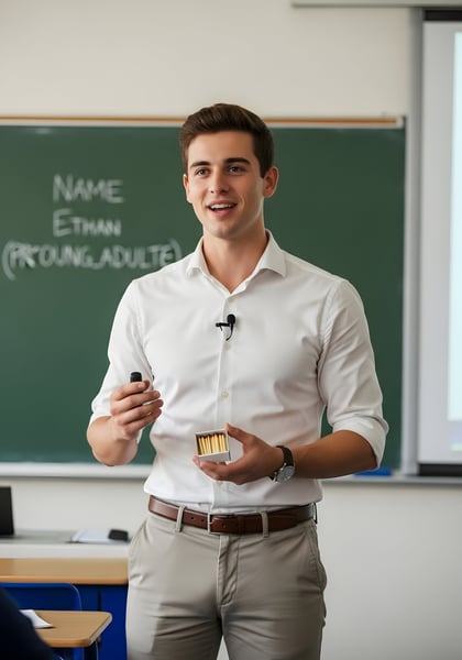 08 Um jovem fazendo uma apresentação na sala de aula 06
