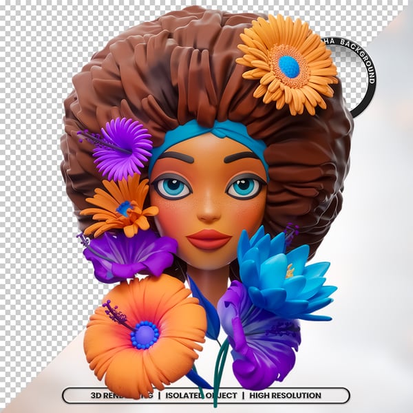 MULHER NEGRA AFRO ELEMENTO PSD PNG