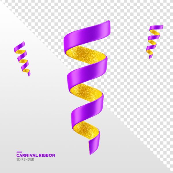 FAIXA ROXO E AMARELO DE CARNAVAL ELEMENTO 3D