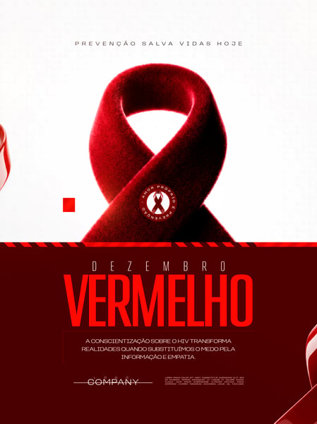 DEZEMBRO VERMELHO HIV CONSCIENTIZAÇÃO SOCIAL MEDIA FLYER PSD EDITÁVEL