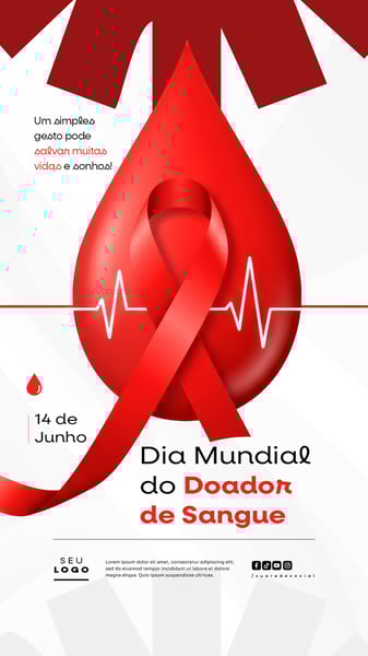 DIA MUNDIAL DO DOADOR DE SANGUE 14 DE JUNHO SOCIAL MEDIA POST STORY