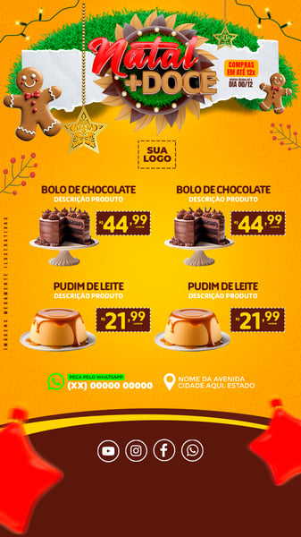 ENCARTE OFERTA DE NATAL MAIS DOCE REDES SOCIAIS EDITÁVEL STORIES