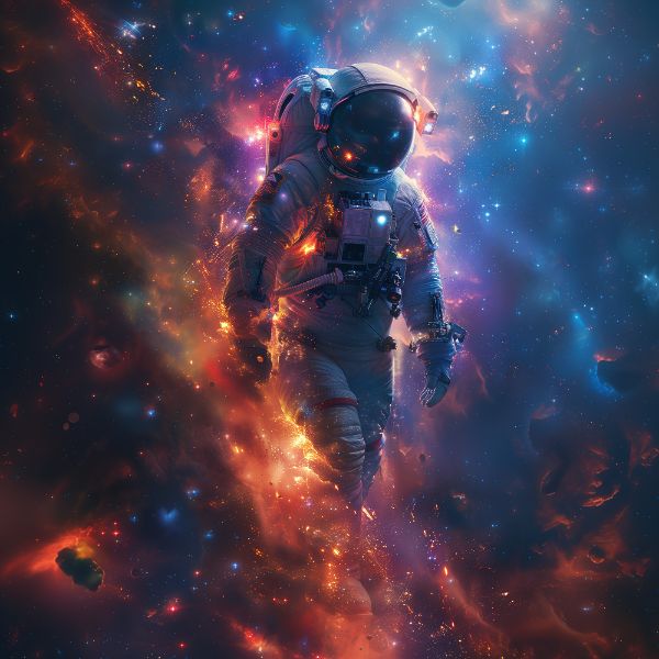 ASTRONAUTA NA ESPAÇO | COM LUZES NEON | FAÍSCAS | IMAGEM BACKGROUND