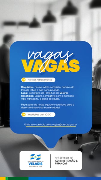 IOM PREFEITURA VAGAS AVISO INFORME COMUNICADO SOCIAL MEDIA PSD EDITÁVEL