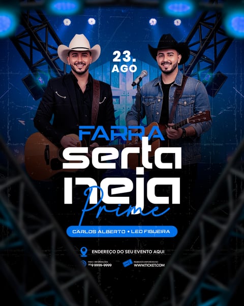 FLYER PARA EVENTO SHOW ARTISTA SERTANEJO PSD EDITÁVEL FEED 4