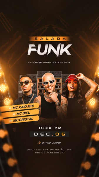 STORY EDITÁVEL FLYER DE FESTA BAILE FUNK PSD TEMPLATE