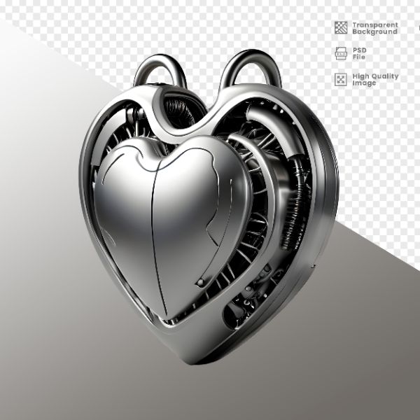 CORAÇÃO FERRO E MADEIRA  ELEMENTO 3D PARA COMPOSIÇÃO - HEART