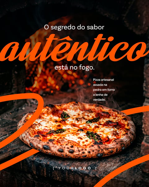 Sabor Autêntico Pizzaria Social Media PSD Editável